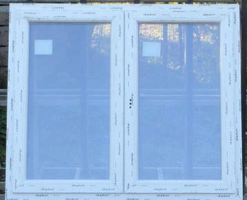 pvc raam , chassis , venster 139 x 120 wit / zijdegrijs, Ophalen of Verzenden, Raamkozijn