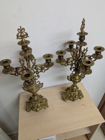 Chandelier (2) - Bronze - Candélabres en bronze, Antiek en Kunst