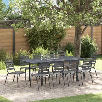 vidaXL Tuin Eettafel Set 11 st Antraciet Poedergecoat staal, Verzenden, Nieuw