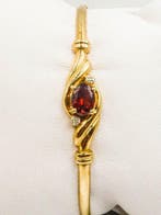 Armband - 10 kt. Geel goud Granaat - Diamant, Nieuw