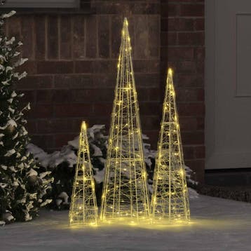 vidaXL Kerstboom 3 st 90 LEDs Warmwit 20 x 20 x 80 cm Acryl, Verzenden, Nieuw