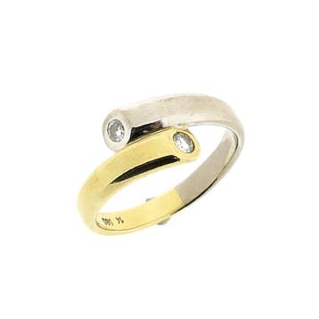 Bicolor gouden Toi et moi ring met diamanten; 0,20 ct., Ophalen of Verzenden