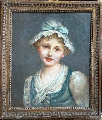 Jean-Baptiste Greuze (1725-1805), Seguace di - Ritratto di, Antiek en Kunst