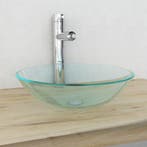 vidaXL Wasbak gehard glas 42 cm transparant, Verzenden, Nieuw