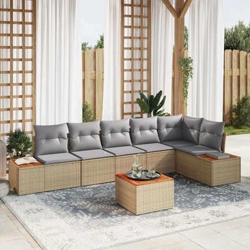 vidaXL Tuinbank Set 6 st 6-Aantal zitplaatsen Beige en, Verzenden, Nieuw