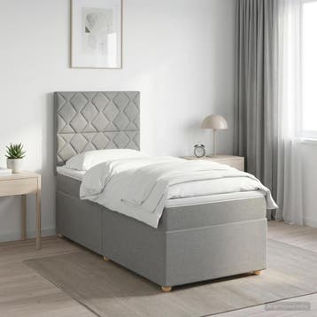 vidaXL Boxspringbed met matras Lichtgrijs 90 x 200 cm Stof, Verzenden, Nieuw