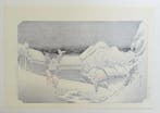 Japanese Woodblock Print – Night Snow at Kanbara