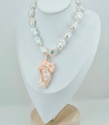 Corail - Argent - Collier - Perles et corail rose, Bijoux, Sacs & Beauté