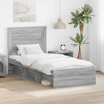 vidaXL Bedframe Grijs Sonoma 75 x 190 cm Bewerkt hout, Verzenden, Nieuw