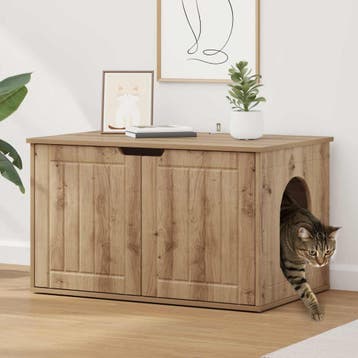 vidaXL Kattenhuis Ambachtelijk Eiken 85 x 55 x 50,5 cm, Verzenden