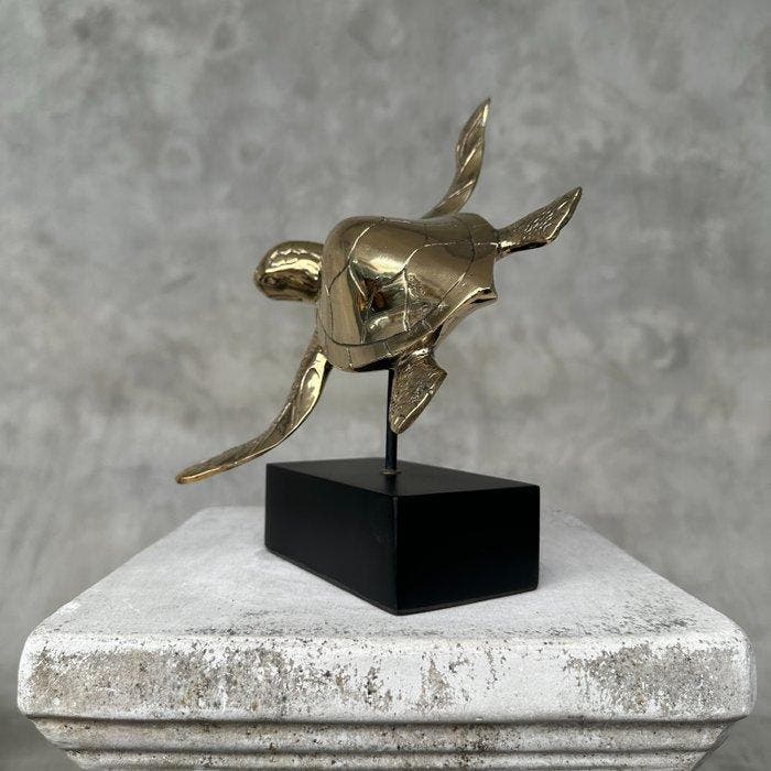 sculptuur, NO RESERVE PRICE - Turtle on a Stand Bronze, Antiquités & Art, Art | Objets design