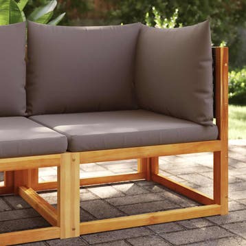 vidaXL Tuinhoekbank met kussens acaciahout & rotan, Tuin en Terras, Verzenden, Nieuw