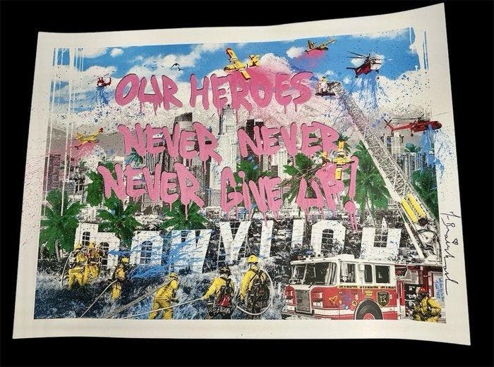 Mr Brainwash (1966) - LA Heroes - (NO RESERVE), Antiquités & Art, Art | Peinture | Moderne