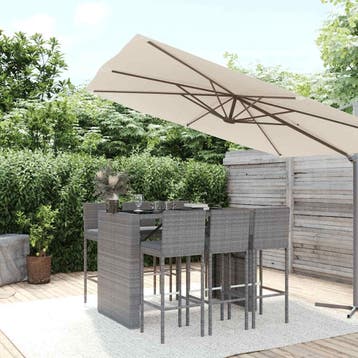 vidaXL 7-delige Tuinbarset met kussens poly rattan grijs, Tuin en Terras, Verzenden, Nieuw