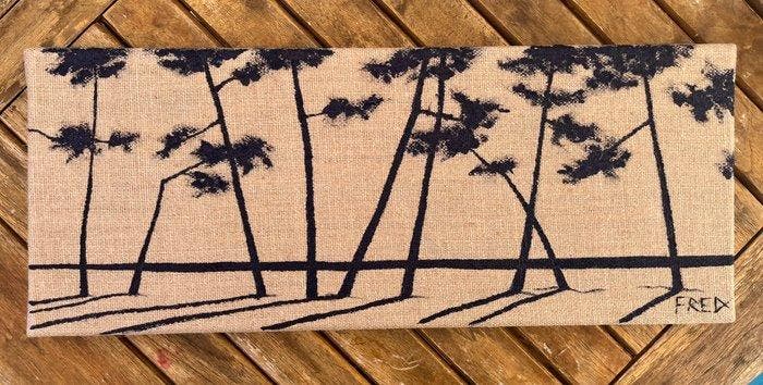 frederic Cadiou - Cap Coz - bleu de Prusse / Jute, Antiek en Kunst, Kunst | Schilderijen | Modern