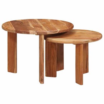 vidaXL Nesting Koffietafels 2 st Bruin Ø 50 x 40 cm, Verzenden, Nieuw