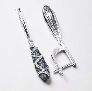 Sans prix de réserve - Boucles doreilles Plaqué or blanc 14