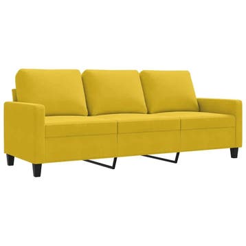 Geel fluwelen 3-zitsbank | Tweede kansje | OP = OP, Huis en Inrichting, Zetels | Zetels, Verzenden, 150 tot 200 cm, Driepersoons