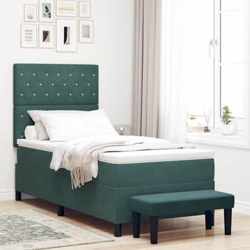 vidaXL Boxspring bed met kussen Donkergroen 200 x 100 cm, Huis en Inrichting, Slaapkamer | Bedden, Verzenden, Nieuw