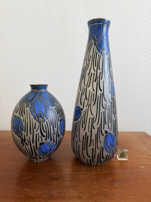 Vaas (2) - Glas - Vazen Art Deco Leunes, Antiquités & Art, Antiquités | Verre & Cristal