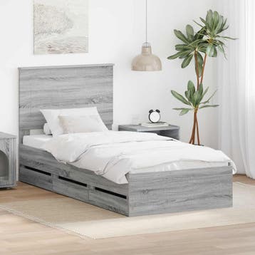 vidaXL Bedframe met lade Grijs Sonoma 90 x 200 cm, Verzenden, Nieuw