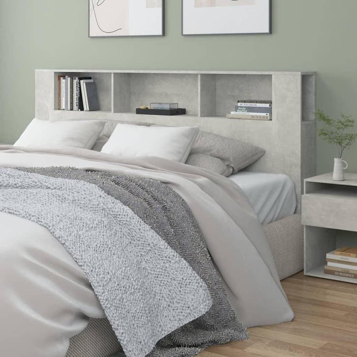 vidaXL Hoofdbordkast 200x18,5x104,5 cm betongrijs, Huis en Inrichting, Slaapkamer | Bedden, Nieuw, Verzenden