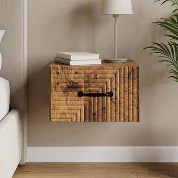 vidaXL Muurbevestigde Nachttafel Oud hout 34,5 x 33 x 20 cm, Verzenden, Nieuw