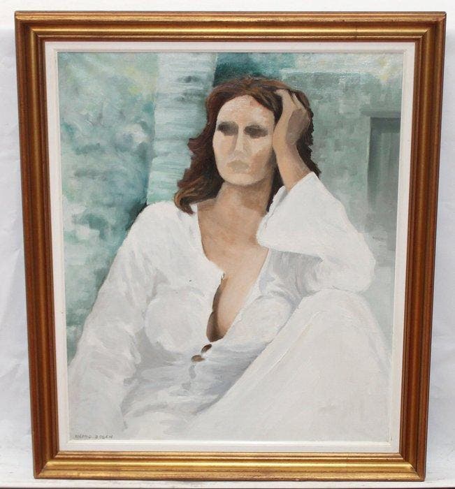 Vicenç Bosch Casals (1938) - Joven pensativa, Antiquités & Art, Art | Peinture | Classique