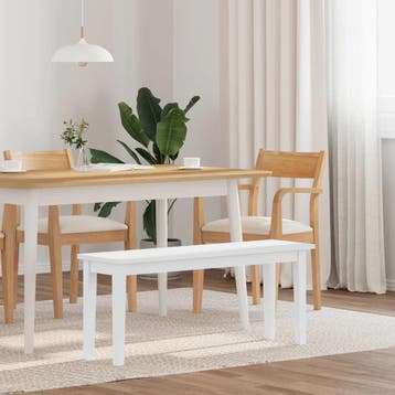 vidaXL Bank 110 cm massief hout wit rubber, Verzenden, Nieuw