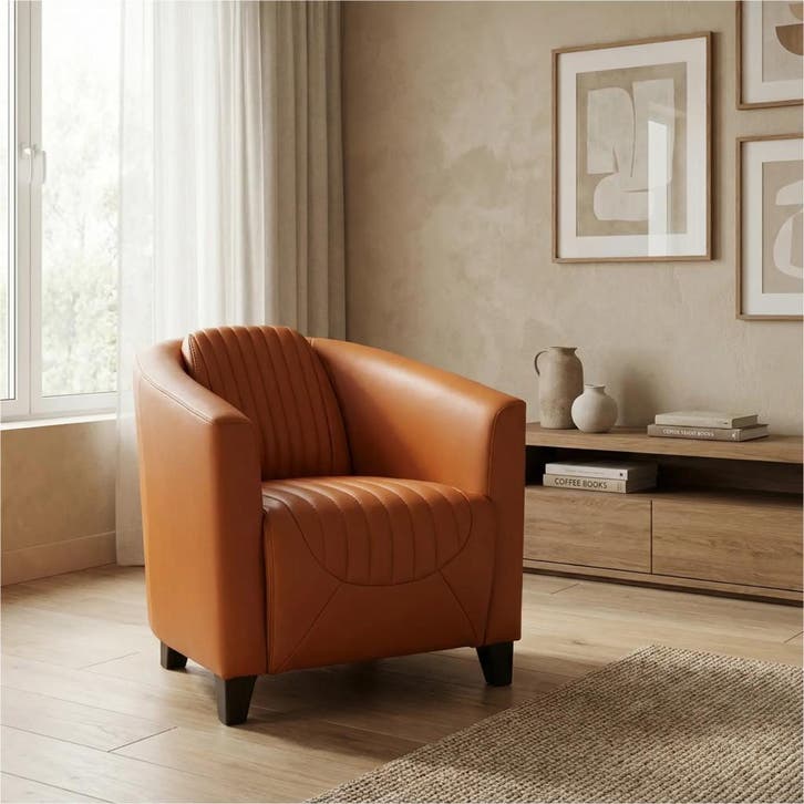 Leren fauteuil Press Special - Massif Amaretto (cognac) -, Maison & Meubles, Fauteuils, Enlèvement ou Envoi