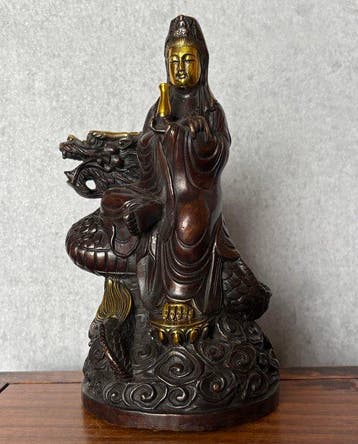 Guanyin op draak - Bronze - Chine (Sans prix de réserve)