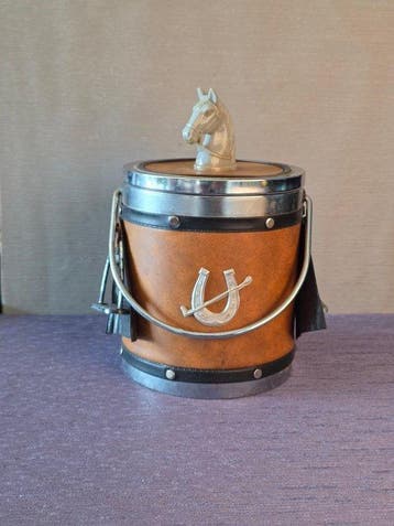 Ijsemmer - Metaal, Leder - Vintage ijsemmer, Antiek en Kunst