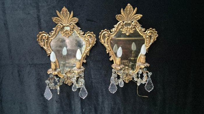 Girandole mirrors - each with two lights - Wandspiegel (2) -, Antiquités & Art, Antiquités | Meubles | Chaises & Canapés