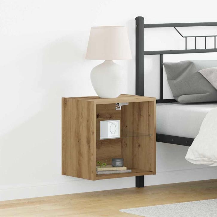 vidaXL Floating Shelf met LED Licht 2 st Bruin 40 x 28,5 x, Huis en Inrichting, Kasten | Overige, Nieuw, Verzenden