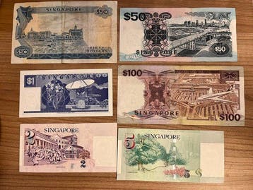Singapore. - 6 Banknotes - Various Dates (Zonder