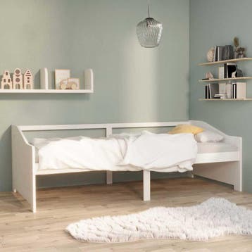 vidaXL Bedbank 3-zits massief grenenhout 90x200 cm wit, Verzenden
