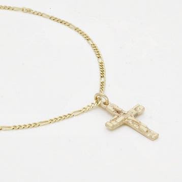 Collier avec pendentif - 14 carats Or jaune - Croix