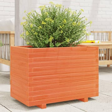 vidaXL Plantenbak 70x40x49,5 cm massief grenenhout wasbruin, Verzenden, Nieuw