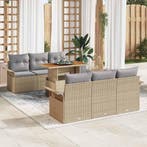 vidaXL Tuinbank Set met kussen 7 pcs beige en lichtgrijs, Verzenden