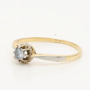 Ring - 18 karaat Geel goud - 0.20ct. tw. Diamant, Bijoux, Sacs & Beauté, Bagues