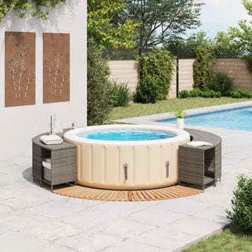 vidaXL Hottub-ombouw poly rattan massief acaciahout grijs, Verzenden