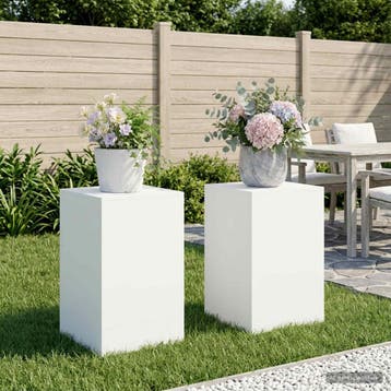 vidaXL Plantenstand 2 pcs Wit 40 x 40 x 60 cm Staal, Tuin en Terras, Verzenden, Nieuw