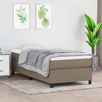vidaXL Boxspring bed 100x200 cm stof taupe, Verzenden
