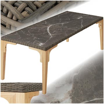 Wicker tafel Foggia 196x87x76cm - natuur, Tuin en Terras, Verzenden, Nieuw