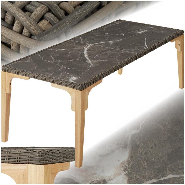 Wicker tafel Foggia 196x87x76cm - natuur, Tuin en Terras, Tuinsets en Loungesets, Verzenden