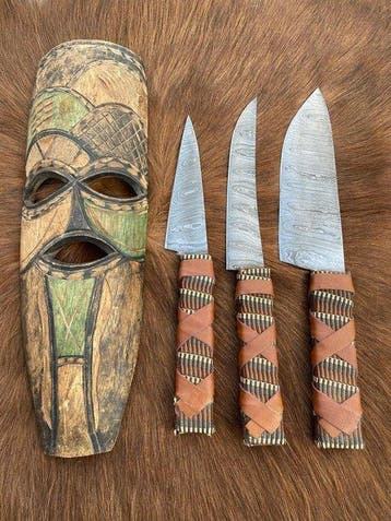 Set of THREE, Hand-Forged with Old Steel, Japanese Style
