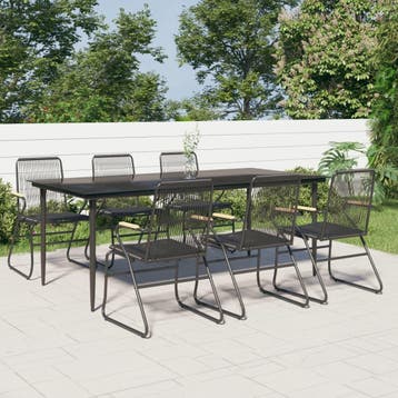 vidaXL 7-delige Tuinset PVC-rattan zwart, Verzenden, Tuinset