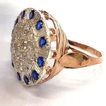 Zonder minimumprijs - Ring - 9 kt. Roségoud, Zilver Diamant