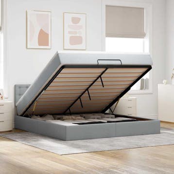 vidaXL Bed met matras 160x200 cm stof lichtgrijs, Huis en Inrichting, Verzenden, Nieuw