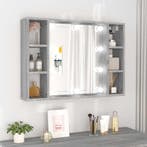 vidaXL Spiegelkast met LED-verlichting 76x15x55 cm grijs, Huis en Inrichting, Verzenden, Nieuw
